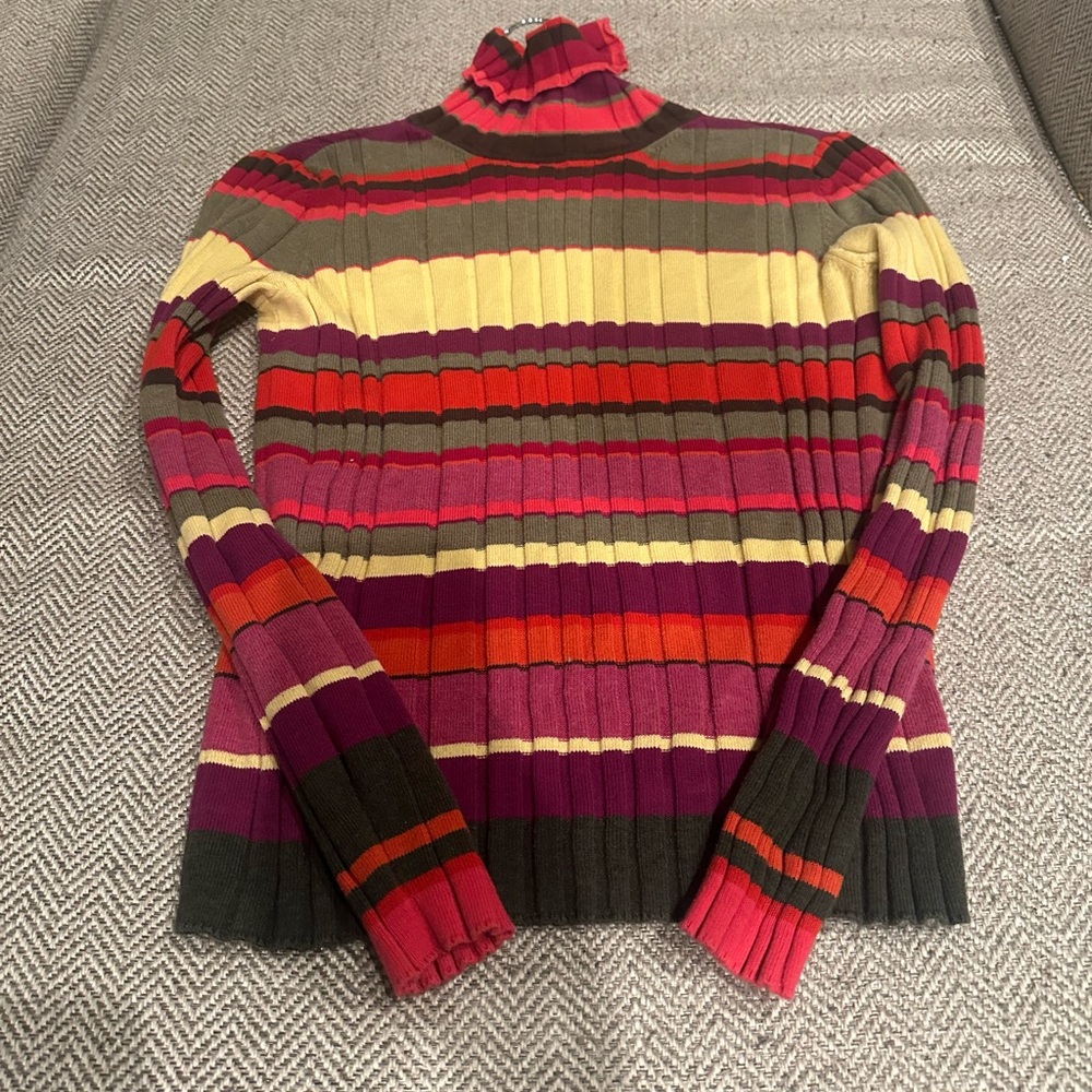 Tommy Hilfiger Red and Pink Cowl Turtleneck Sweater